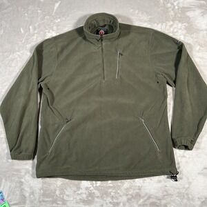 SCOTTeVest The Weekender Pullover Fleece Men XL Olive Green Pockets TEC 1/4 Zip